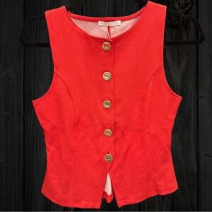 Zara Red Button up Vest Top